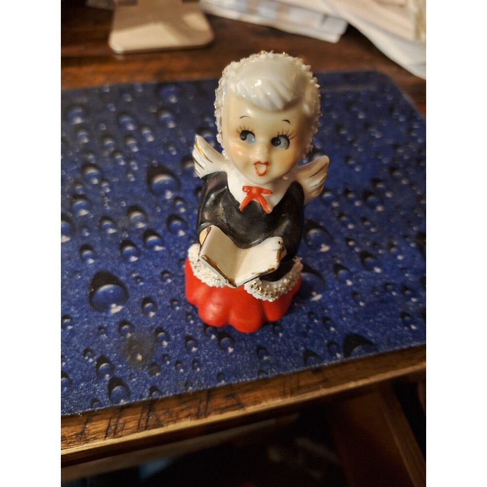 Vintage Christmas Choir Angel Girl w/ Spaghetti Porcelain Figurine Japan‎